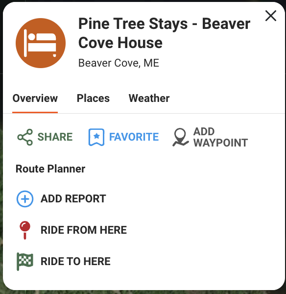 Pine Tree Stays - Beaver Cove House Waypoint Card